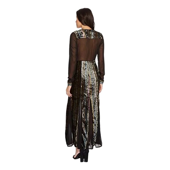 Romeo & Juliet Couture Velvet Mesh Maxi Dress Multicolor Metallic Size Medium - Picture 3 of 15